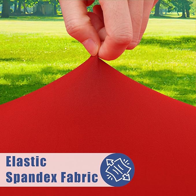Moosfor Spandex Picnic Christmas Table Cloth 2 Pack, Elastic Fitted Tablecloths for Square Tables, Stretch Washable Patio Table Cover for Outdoor, Camping, Banquet and Parties (Red, 34"x34")