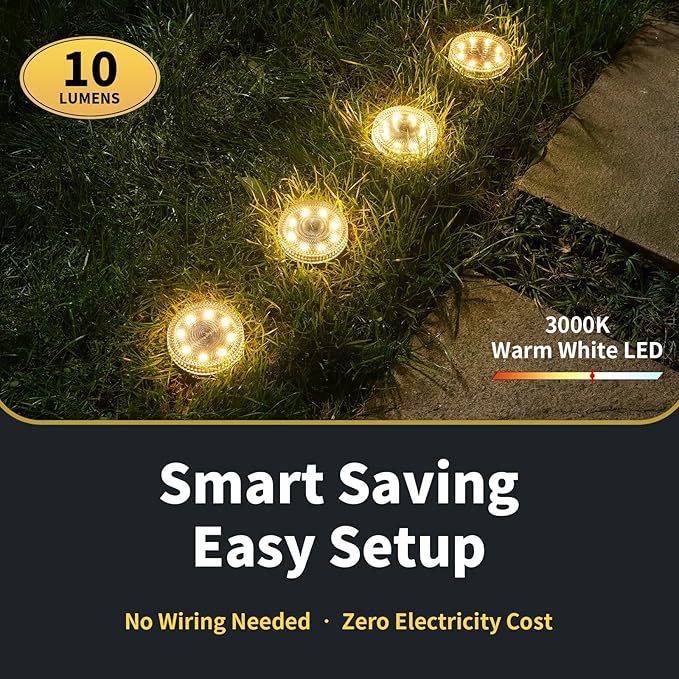 Glass Solar Ground Lights with Ray Style, Modular-Design Waterproof In-Ground Light for Patio Pathway Lawn Yard Deck Walkway, Decorative Disk Lighting for Garden Bed, Warm White (4 Pack)