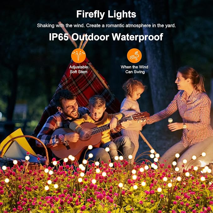 ASMAD Solar Lights Outdoor(4 Pack-32 LEDs),Solar Garden Lights,Fairy Lights | Firefly Light for Garden Decor, Outdoor lights, Outdoor Decor, Patio Decor, Gifts for Women, Gifts for Grandma, Big Bulb