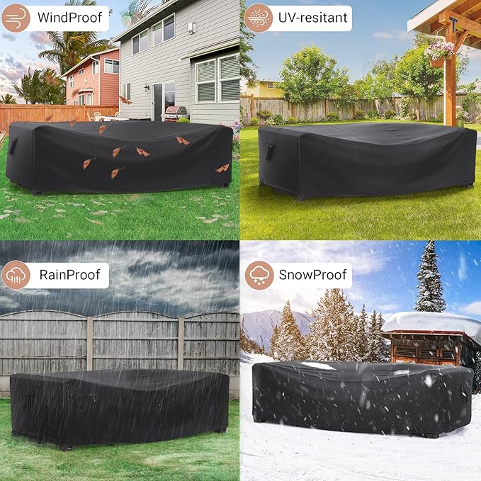 Patio Furniture Set Cover Waterproof, Mrrihand Outdoor Sectional Sofa Set Cover Heavy Duty 600D Table and Chair Set Cover 74" L×47" W×28" H