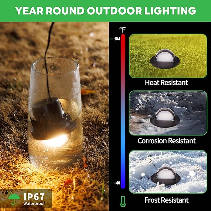 3000K Low Voltage Well Lights, 12 Pack 6W 420LM LED 12V In-Ground Landscape Lights, IP67 Waterproof Aluminum Oil-Rubbed Bronze, Directional Outdoor Lighting for Garden, Tree