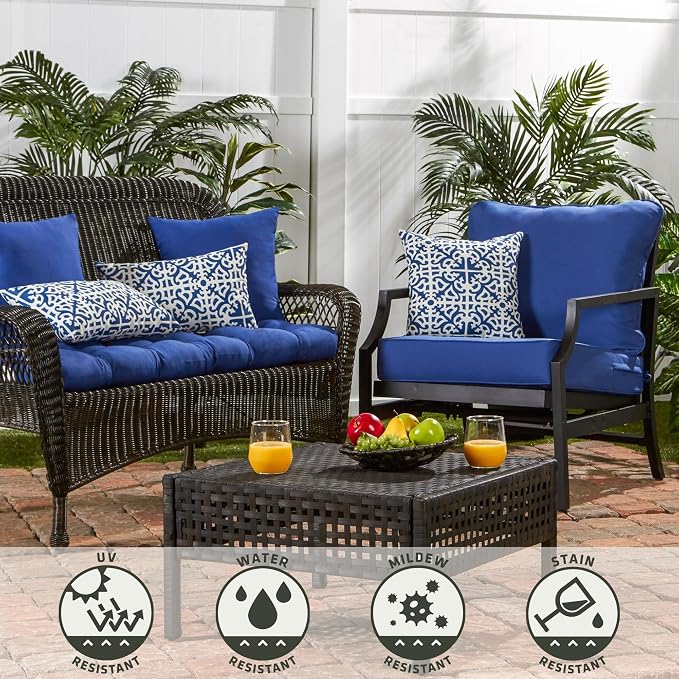 Greendale Home Fashions Outdoor 17-inch Square Decorative Throw Pillow, 2-Pack, Azure