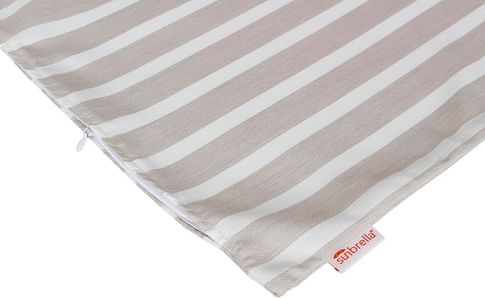 Outdoor/Indoor Sunbrella Throw Pillow Cover Only Square Set of 2 Pieces 24 inch x 24 inch Shore Linen Stripe - Insert Not Included