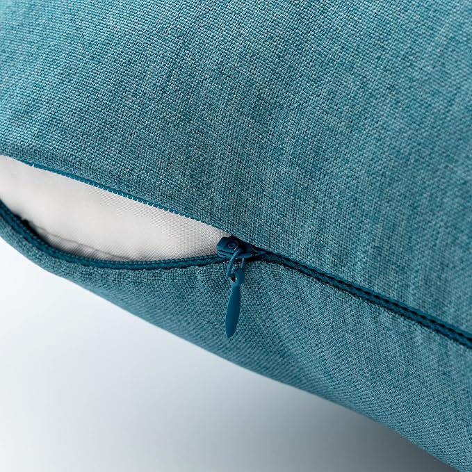 EMEMA Outdoor Waterproof Peacock Blue Pillow Covers 12x20 Inch Rustic Decorative Throw Pillow Covers Cushion Case Rectangle for Patio Sofa Couch Home Bed Farmhouse Car Decor Set of 2