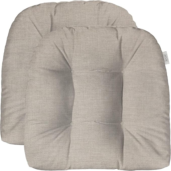 RSH DECOR Sunbrella Tufted Wicker U-Shape Cushions Set of 2 | 22” x 22” | Outdoor Seat Cushions for Patio Furniture| Crafted with Sunbrella Performance Fabric |(Spectrum Dove) - Made in USA
