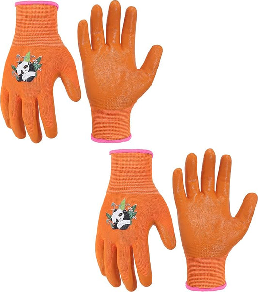 HANDLANDY 2 Pairs Kids Gardening Gloves, Grippy Kids Work Gloves, S | Nitrile Coated Children Toddler Garden Yard Work Cycling Outdoor Playing Gloves for Girls Boys