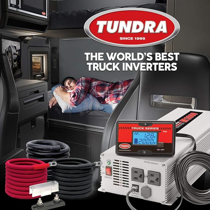 Tundra Heavy Duty Installation Kit for Truck Power Inverters M2500/ S2500 | Highest Safety Rating Cables with Short-Circuit & Overload Protection (12ft) (CM2512)