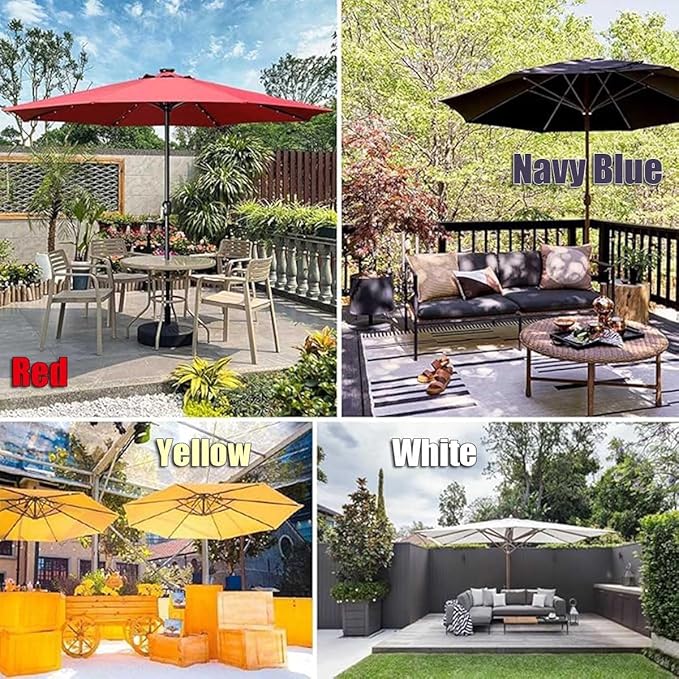 6/8 Ribs Patio Umbrella Replacement Canopy 6.5ft 7.5ft 8.2ft 8.9ft 9.8ft 11.5ft Waterproof UV Protective Replacement Parasol Fabric Cover for Garden Outdoor(White,11.5ft/6ribs)