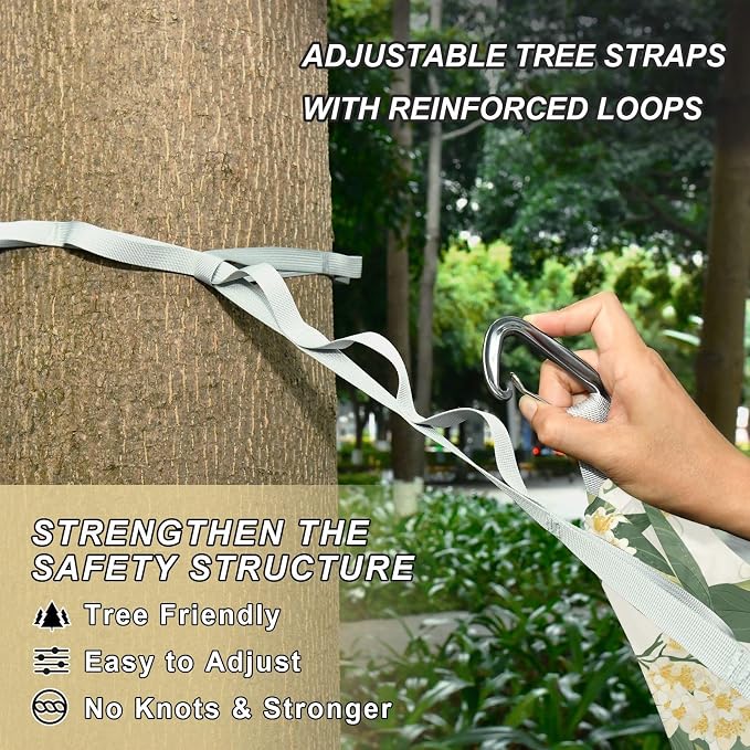 Camping Hammock Outdoor Hammocks for Outside Osmanthus Fragrans Flower Beach Trees Portable Lightweight with Pockets Tree Straps Indoor