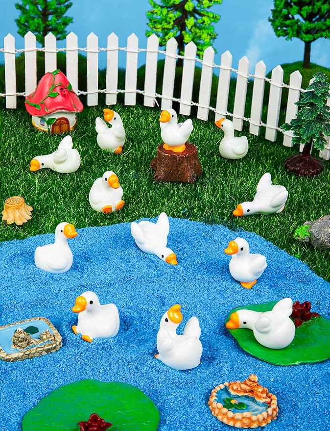 72pcs Mini Resin Goose Figurines, Tiny Animal Figurine Bulk | Small Desk Goose Decor for Garden Lawn Yard Micro Landscape Aquarium Potted Ornament DIY Craft