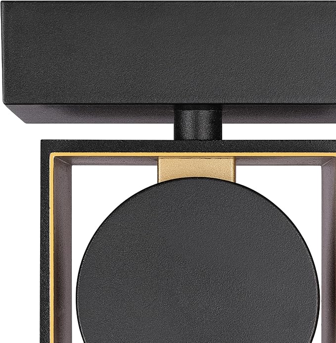 Globe Electric 60000022 11.5W LED Integrated Outdoor Wall Sconce, Matte Black, Gold Accent, 400 Lumens, 3000 Kelvins, 90 CRI, Front or Back Porch Decor, Modern Minimalist Exterior Lighting