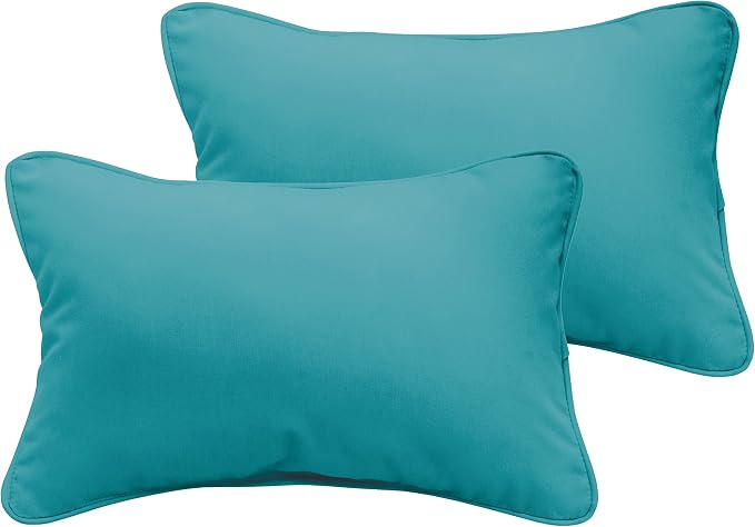 Sorra Home Aqua Blue Indoor/Outdoor Pillow Set, 14 in x 24 in