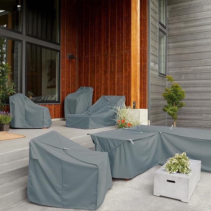 Classic Accessories Storigami Water-Resistant 104 Inch Easy Fold Patio Left-Facing Sectional Lounge Set Cover, Goat Tan, Patio Furniture Covers