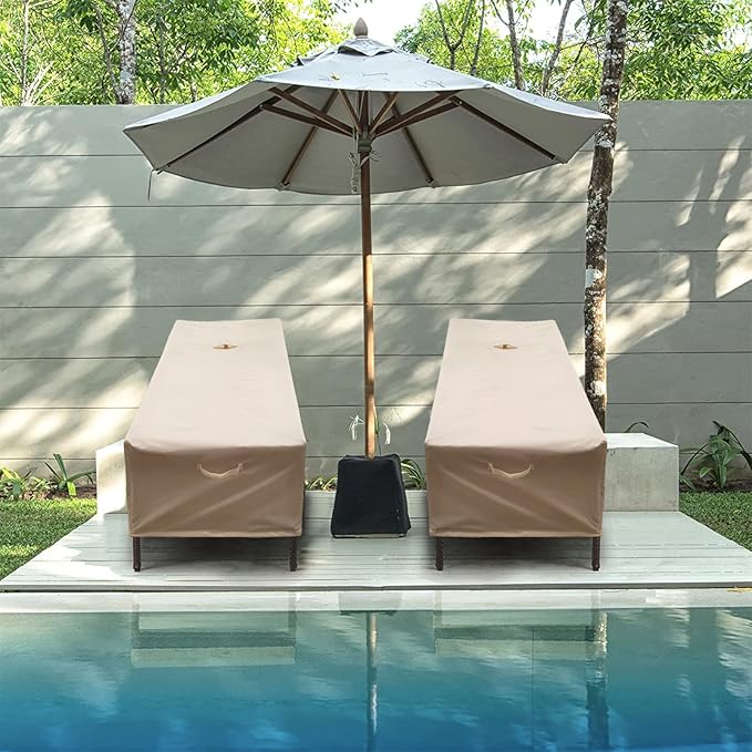 SIHAIAN Patio Lounge Chair Cover Waterproof Outdoor Chaise Lounge Covers UV Resistant Special Fixed Design 78Lx32Wx35H Beige 2Pack Patio Furniture Covers