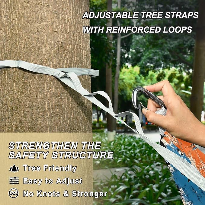 Camping Hammock Outdoor Hammocks for Outside Football Character Silhouette Beach Trees Portable Lightweight with Pockets Tree Straps Indoor