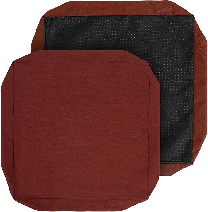 FUNHOME Outdoor Cushion Covers 24 x 24 x 4 inch,Set of 2,Non-Slip Grips Bottom,Replacement Cushion Covers for Garden Patio Furniture Couch Chair,Fade-Resistant Slipcover Only,No Insert(Dark Red)