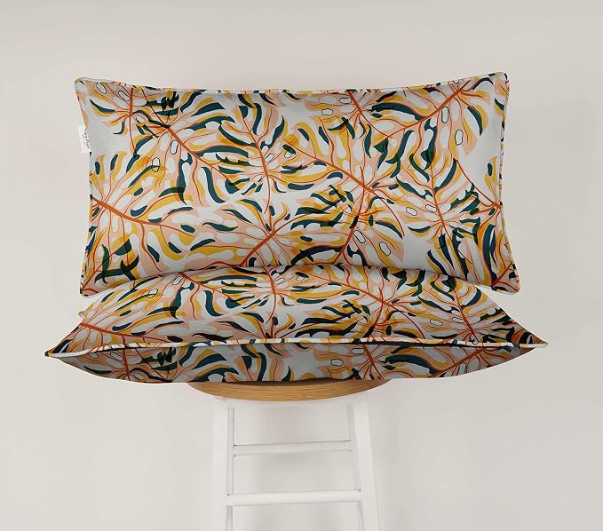 Indoor/Outdoor Polyester Fabric Lumbar Pillow Cover, All-Weather Waterproof Rectangular Cushion Case for Patio Furniture, 12 x 24 Set of 2 - Tropical-14