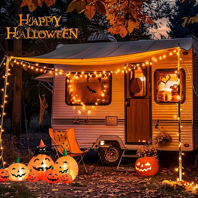 JMEXSUSS 163FT 8 Modes 500 LED Orange Halloween Lights Outdoor with Remote | Orange Halloween Light Indoor Clear Wire, Outdoor Waterproof Fall Lights Plug in for Thanksgiving Room Porch Christmas