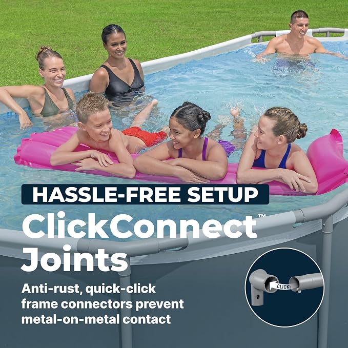 Bestway Steel Pro MAX 18' x 9' x 48" Above Ground Pool, Oval Metal Frame Outdoor Swimming Pool Set with Filter Pump, Ladder, and Cover, Gray