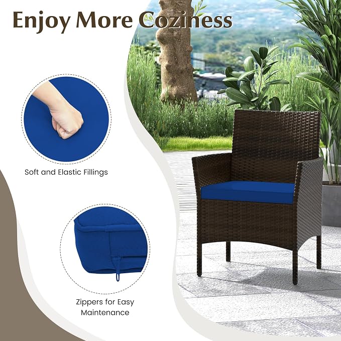 Tangkula 8 Piece Patio Rattan Conversation Set, Outdoor Wicker Furniture Set with Chair, Loveseat & Tempered Glass Table, Cozy Seat Cushions, Outside Sectional Sofa Set for Backyard, Porch