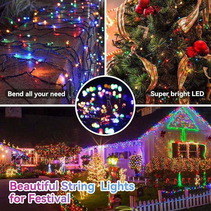Battery String Lights Outdoor 33Ft 100 LED Fairy Lights for Indoor Outdoor Waterproof with Remote Timer 8Modes Battery Operated Christmas Lights for Outside Party Garden Christmas Tree Décor