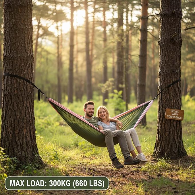 YSUEFIJO Heavy Duty Camping Hammock, Outdoor Hammock Perfect for Backyard Or Travel, Hanging Hammock Comfortable for Rest and Relaxation, Foldable and Portable, Supports 300kg