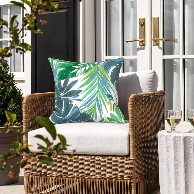 LVTXIII Outdoor/Indoor Throw Pillows, Decorative Throw Pillows with Inserts, 18"x18" Square Pillows for Bed, Couch, Sofa and Patio Furniture (Set of 2, Islamorada Blue Green)