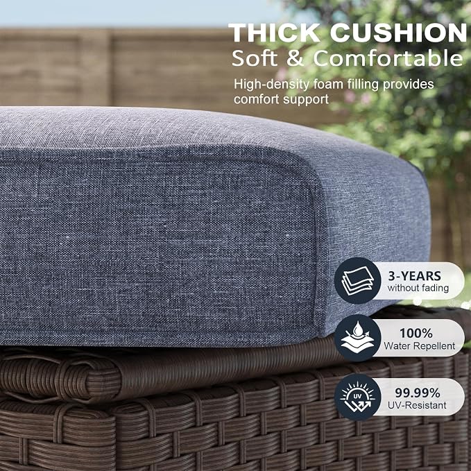 LayinSun 9 Piece Wicker Patio Furniture Set, Classis Outdoor Conversation 360 Degree Swivel Chairs Set with Coffee Table