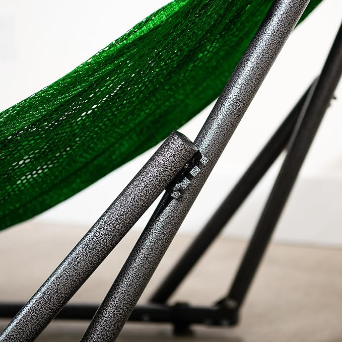 Best Home Fashion Portable Hammock with Collapsible Steel Stand, 450 lbs Capacity, No Tools Assembly, Carrying Bag Included, Perfect for Indoor Outdoor Backyard Patio Camping Beach, Green