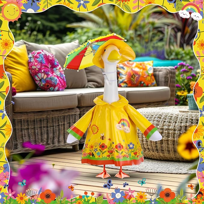 Porch Goose Outfit Summer Hawaiian Fishing Porch Goose Outfit Clothes Costume for 23 In Statue Garden Yard Decor