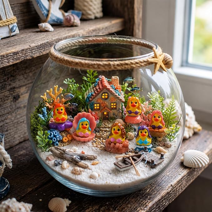 72 Pcs Mini Resin Mermaid Ducks Bulk Tiny Duckies Small Basket Stuffers Gifts for Table Party Decorations Favors