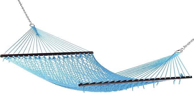 Rope Hammock and Tri Beam Stand (Light Blue Hammock and Black Stand)