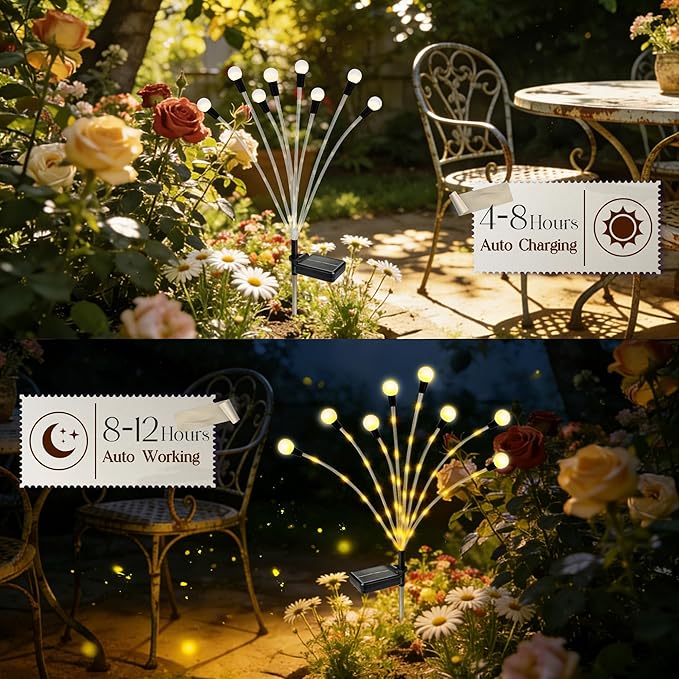 Solar Garden Lights Outdoor Decor(4pack,56LED) Upgraded Solar Swaying Light for Garden Decorative, Waterproof Firefly Light with Big Bulb, for Yard,Patio,Pathway,Party(Warm White)