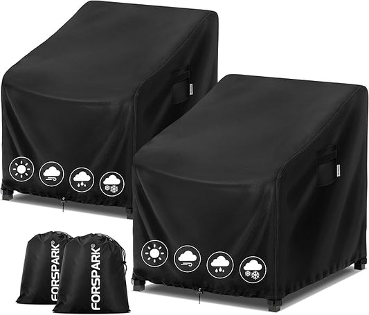 FORSPARK Patio Chair Cover – Waterproof UV-Resistant Outdoor Furniture Cover 36W x 37D x 36H inches for Wicker, Rocking & Porch Chairs, Tear-Resistant Oxford Fabric with Buckle Straps & Storage Bag