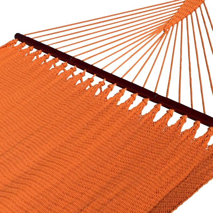 Double Caribbean Hammock - Soft-Spun Polyester - 48 inch (Orange)