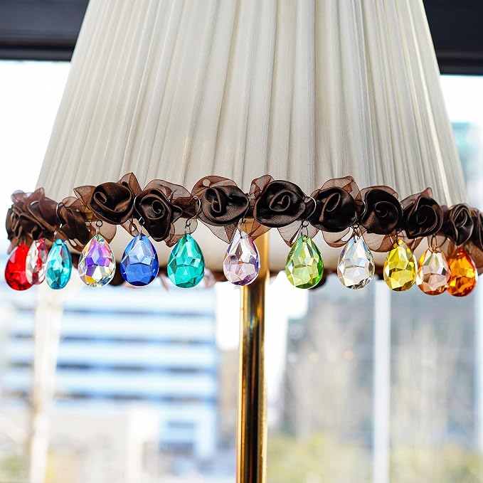 10 Pcs Lake Blue Crystal Bauhinia Prisms Chandelier Window Decor | Lake Blue Crystal Bauhinia Prisms Suncatcher Pendants 38mm Chandelier Beads Replacement for Window Wedding Party Decor