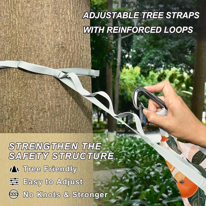 Camping Hammock Outdoor Hammocks for Outside Oranges Flowers Light Pink Beach Trees Portable Lightweight with Pockets Tree Straps Indoor Small
