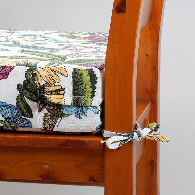 FUNHOME Outdoor Bench Cushion Cover 48 x18 x 3 inch,Water Resistant Cover with Zipper&Ties,Fade-Resistant Slipcover,Patio Porch Swing Cushion Cover Replacement Only,No Insert(Butterfly Flower)