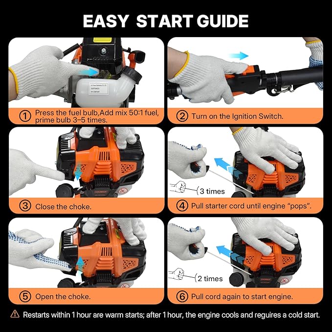 WORKIT 5-in-1 Gas Weed Eater 43CC 2-Stroke Weed Wacker Grass Trimmer 18" String Trimmer 3T/40T Brush Cutter, Hedge Trimmer Pole Saw, Heavy-Duty for Men & Professional Lawn Care