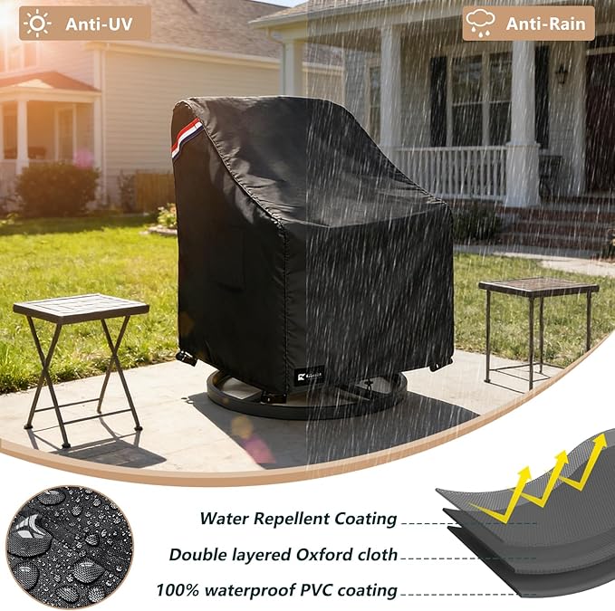 Outdoor Swivel Rocker Chair Cover 2 Pack,Waterproof Rocking Chair Covers, All-Weather Protection Outdoor Lawn Patio Furniture Covers for Patio Chair 35" W x 38" D x 32" H, Black