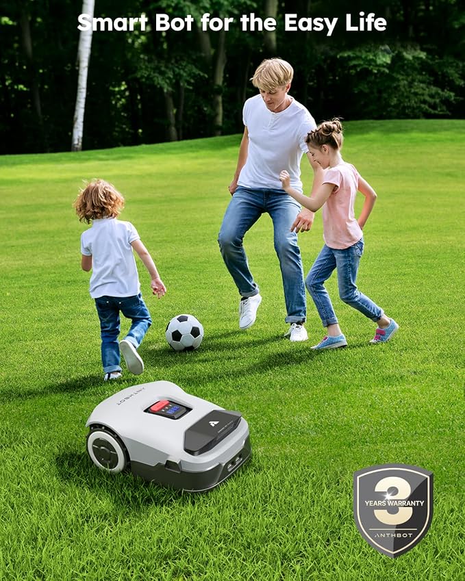 ANTHBOT Genie1000 Robot Lawn Mower - NO Wire, Full Band RTK+4-Eye Vision Robotic Lawnmower for 1/2 Acre, Auto Mapping, Multi-Zone Management (Renewed)