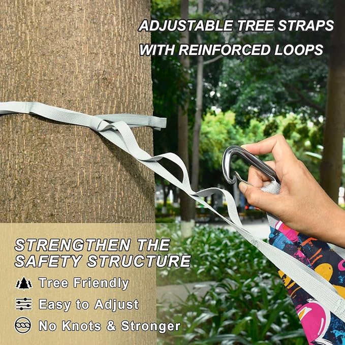 Camping Hammock Outdoor Hammocks for Outside Mouth Heart Graffiti Grunge Beach Trees Portable Lightweight with Pockets Tree Straps Indoor