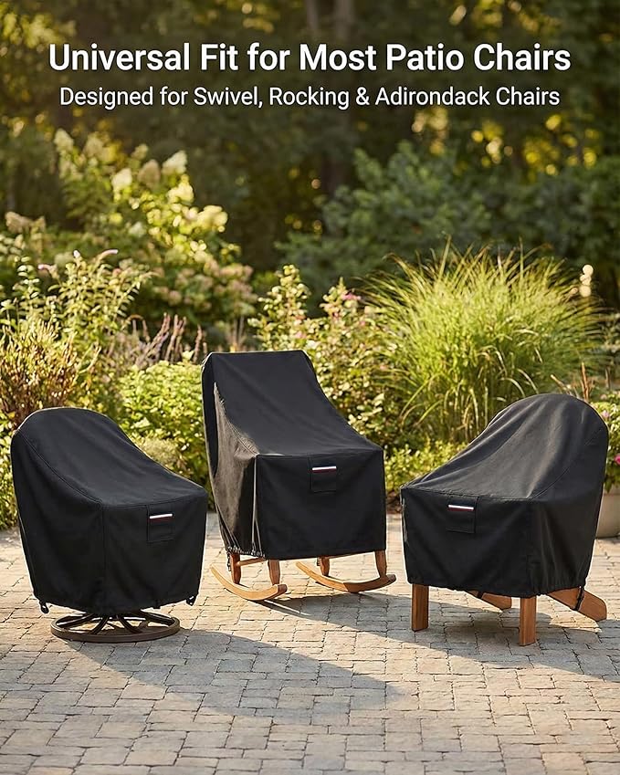 Outdoor Patio Chair Covers 4-Pack, Heavy Duty 600D Oxford Fabric, Weather Resistant Waterproof Furniture Protectors, Black, 35x37x36 inches