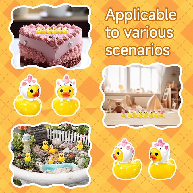 30 Pcs Mini Unicorn Resin Ducks, Fun Printed Toy Figures for Birthday Party Favors, Themed Decor, Kids Gift Collection (Wearing a Unicorn Hat)