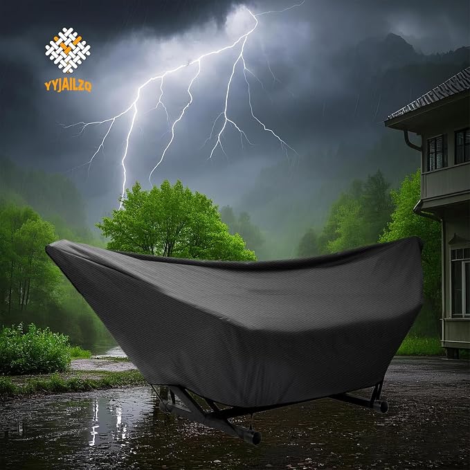 Hammock Cover Waterproof,10-15FT Outdoor Hammock Covers with Elastic Ropes,Adjustable Buckle and Zip,420D Oxford HammockBeds Cover for Garden,Patio,Beach Hammocks Stand (Black, 13-14FT)