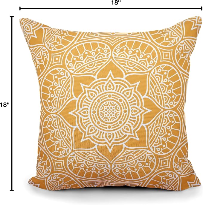 COZY TRENDS Decorative Indoor Outdoor Waterproof Throw Pillows with Inserts - Stylish Comfort for Your Patio Furniture, Garden Chairs, or Indoor Décor 18x18 Inches | Set of 2 (Mustard)