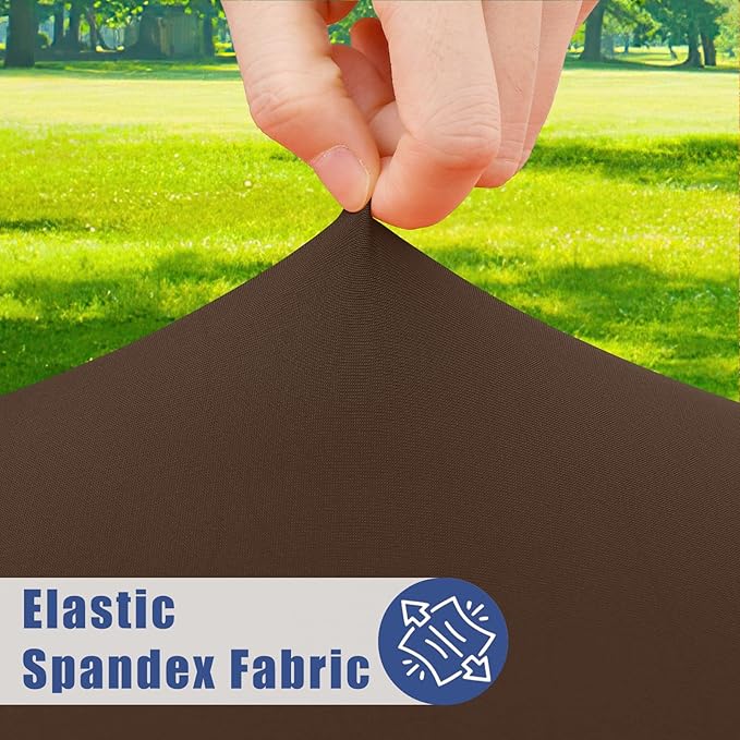 Moosfor Spandex 4 Foot Rectangle Table Cloth 2 Pack, Elastic Fitted Tablecloths for Picnic, Stretch Washable Patio Table Cover for Outdoor, Camping, Banquet and Parties (Coffee, 24"x48")