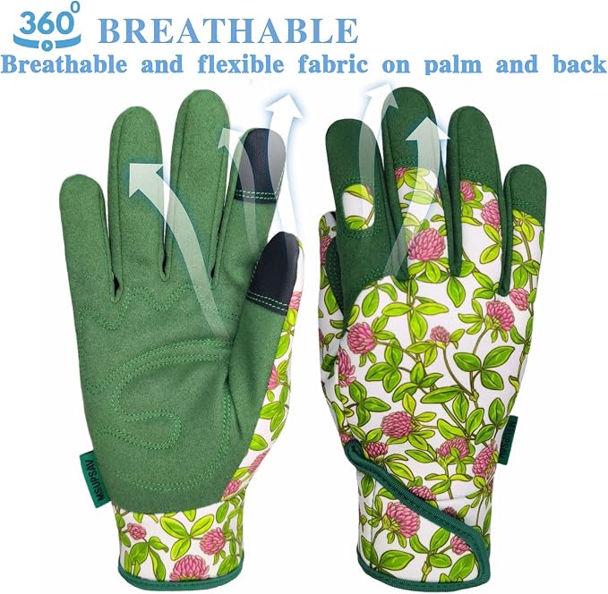 Cute Pattern Gardening Gloves,Thornproof Garden Glove,Gardener Gift | Gardening Gifts for Women,Touchscreen,Tender Thornproof,Cute Pattern,Protection Palm,Machine Washable,Adjustable Cuff
