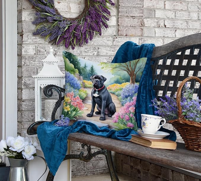 Caroline's Treasures Cane Corso Spring Path Throw Pillow Machine Washable, Indoor Outdoor Decorative Pillow for Couch, Bed or Patio, 18Hx18W