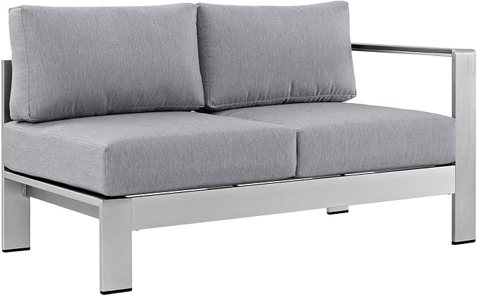 Modway Shore 6-Piece Aluminum Outdoor Patio Sectional Sofa Set in Silver Gray